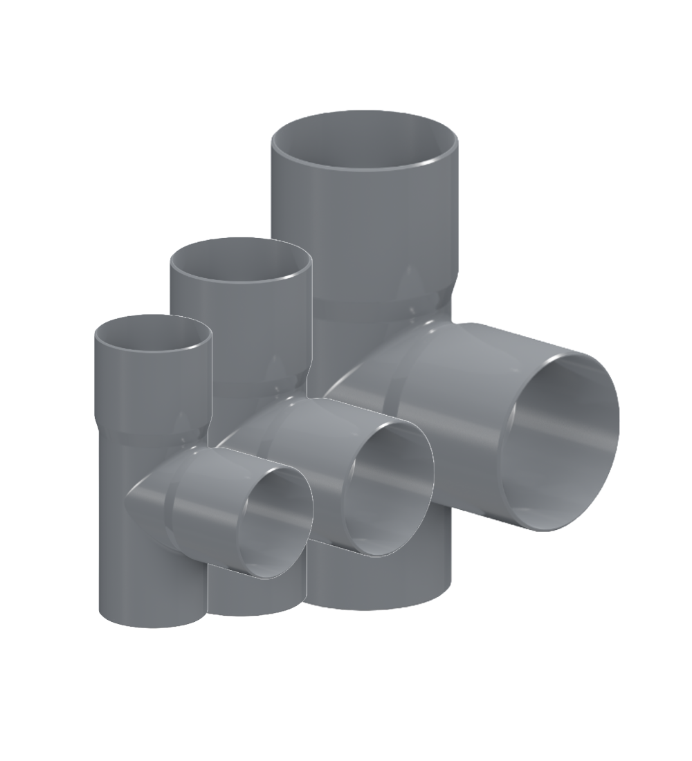 Tee Reducción Sanitario Gris