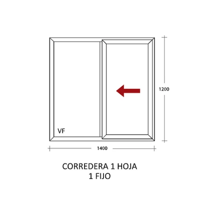 Ventana Corredera 1400 x 1200